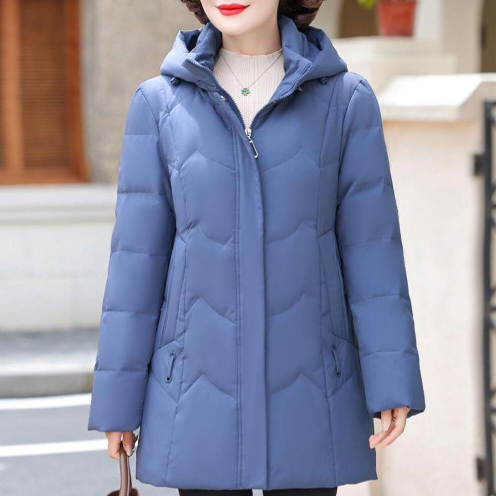 (lake blue, XL) Winter Feather Coats for Women  New Plus Size XL-6XL Thick Warm 90% White Duck Down Jackets Hooded Casual Middle Age Woman Parkas