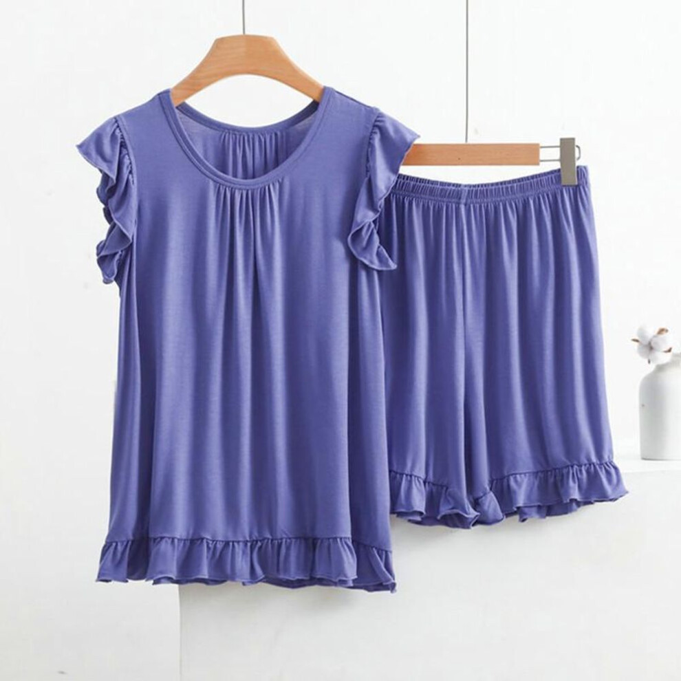 (purple, XXL) Plus Size Modal Pajamas Women Sleeveless Shorts Suit Summer Sleepwear Pyjamas Femme Nightwear Pijamas Set