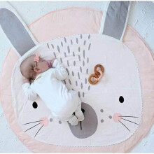HAOPYOU - Baby speelmat, zachte ronde katoenen speelmat, roze konijn kamerdecoratie b17920 kbt101223