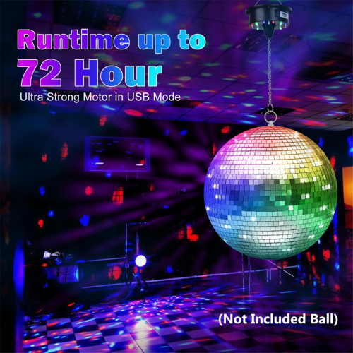 Boule disco motorisée avec télécommande, rotation réglable de 3 à 15 tr/min 1