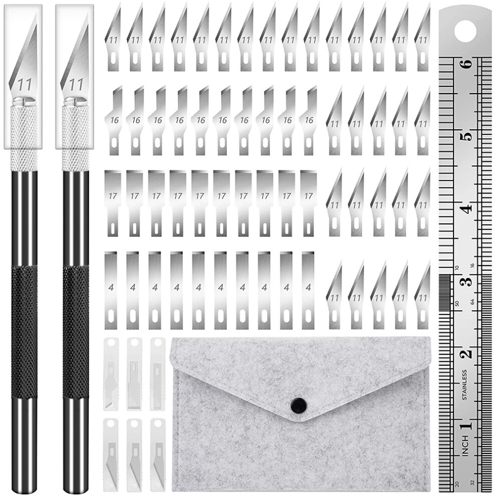 64 Pcs Exacto Knife Precision Craft Exacting Hobby Knife Set