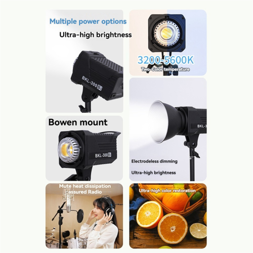 300W Bi LED Video Light, Continuous LED Lighting EU Plug 2