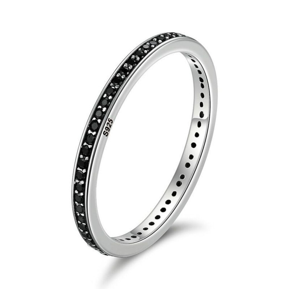 (black, 7) Bamoer TOP SALE Authentic 925 Sterling Silver 4 Colors Dazzling CZ Stackable Rings for Women