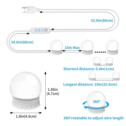 LED Vanity Mirror Lights with 14 Dimmable Bulbs,for Makeup Desk 1