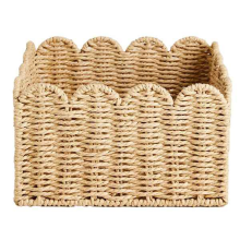 Scalloped Edge Basket, Wicker Storage Baskets, Paper Rope Design