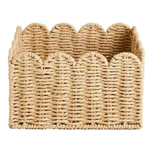 Scalloped Edge Basket, Wicker Storage Baskets, Paper Rope Design