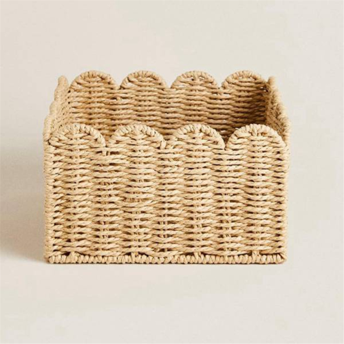 Scalloped Edge Basket, Wicker Storage Baskets, Paper Rope Design 2