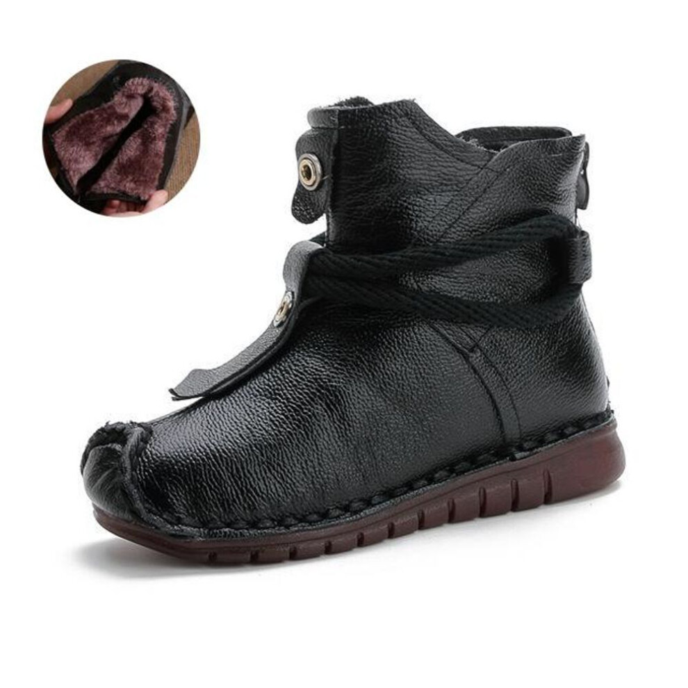 (matte black, 38) Maita Genuine Leather High Quality Ankle Boots Women&apos;s Boots New Short Boot Winter Purple Gray Flats Boots