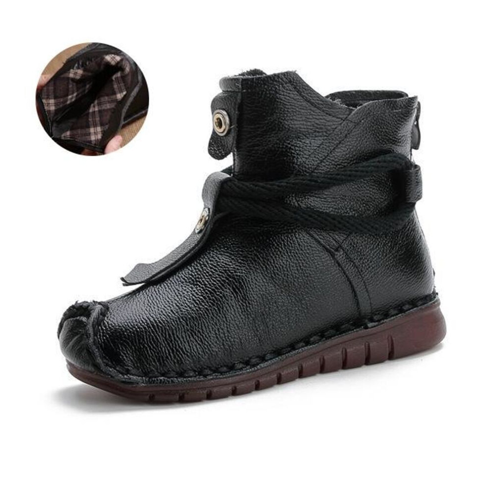 (black, 40) Maita Genuine Leather High Quality Ankle Boots Women&apos;s Boots New Short Boot Winter Purple Gray Flats Boots