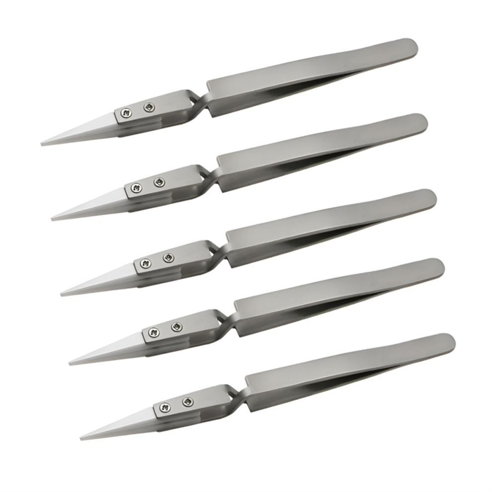 5Pcs Ceramic Tip Electronic Soldering Tweezers,Anti-Static,C 4852532510573