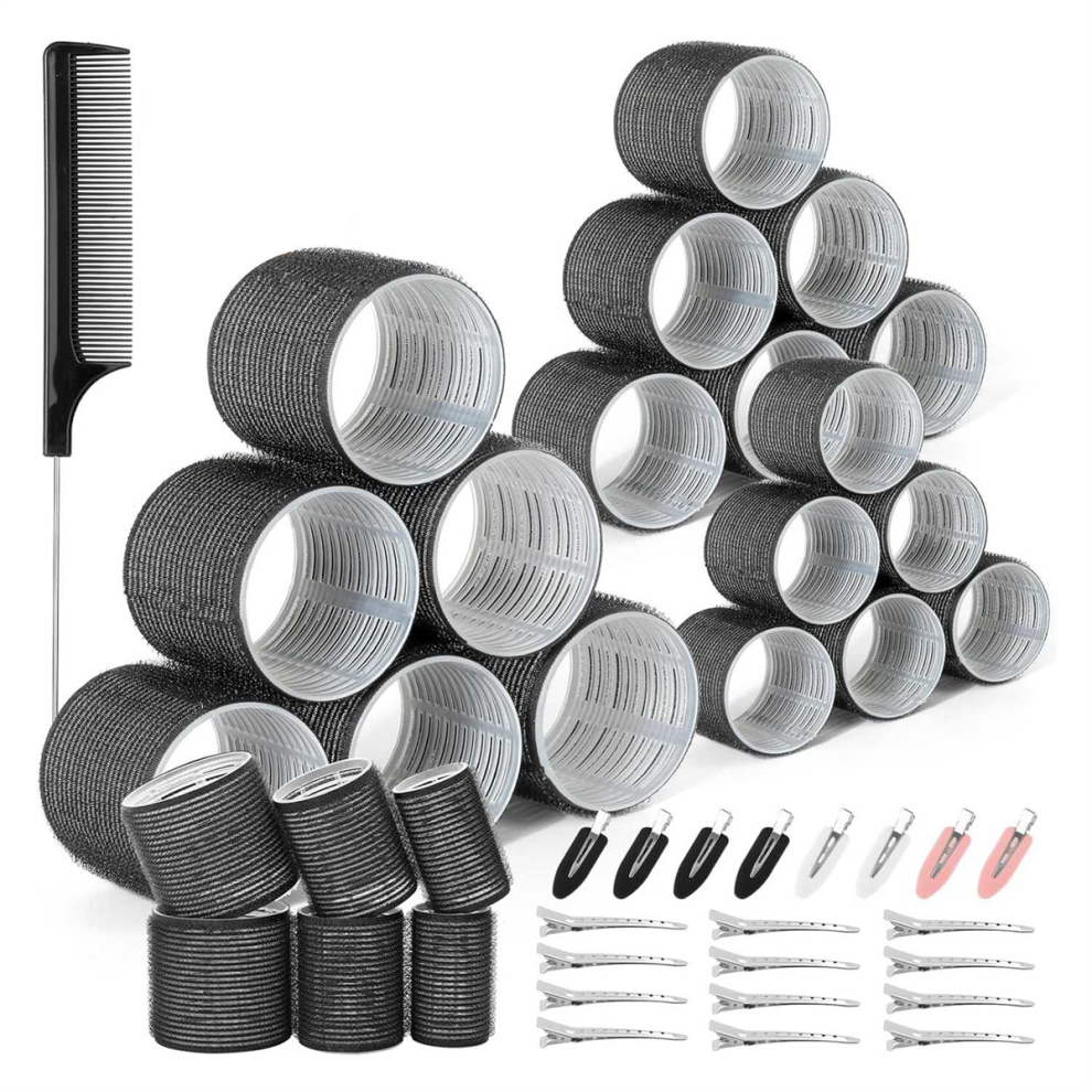 43PCS Hair Curlers Rollers with Clips Hair Roller with 3 Sizes