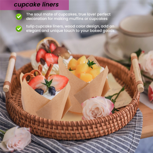 50 τεμάχια θήκες για cupcakes Tulip, χαρτί ψησίματος Tulip, χρώμα δέρματος αγελάδας 2