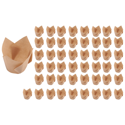 50 τεμάχια θήκες για cupcakes Tulip, χαρτί ψησίματος Tulip, χρώμα δέρματος αγελάδας 1