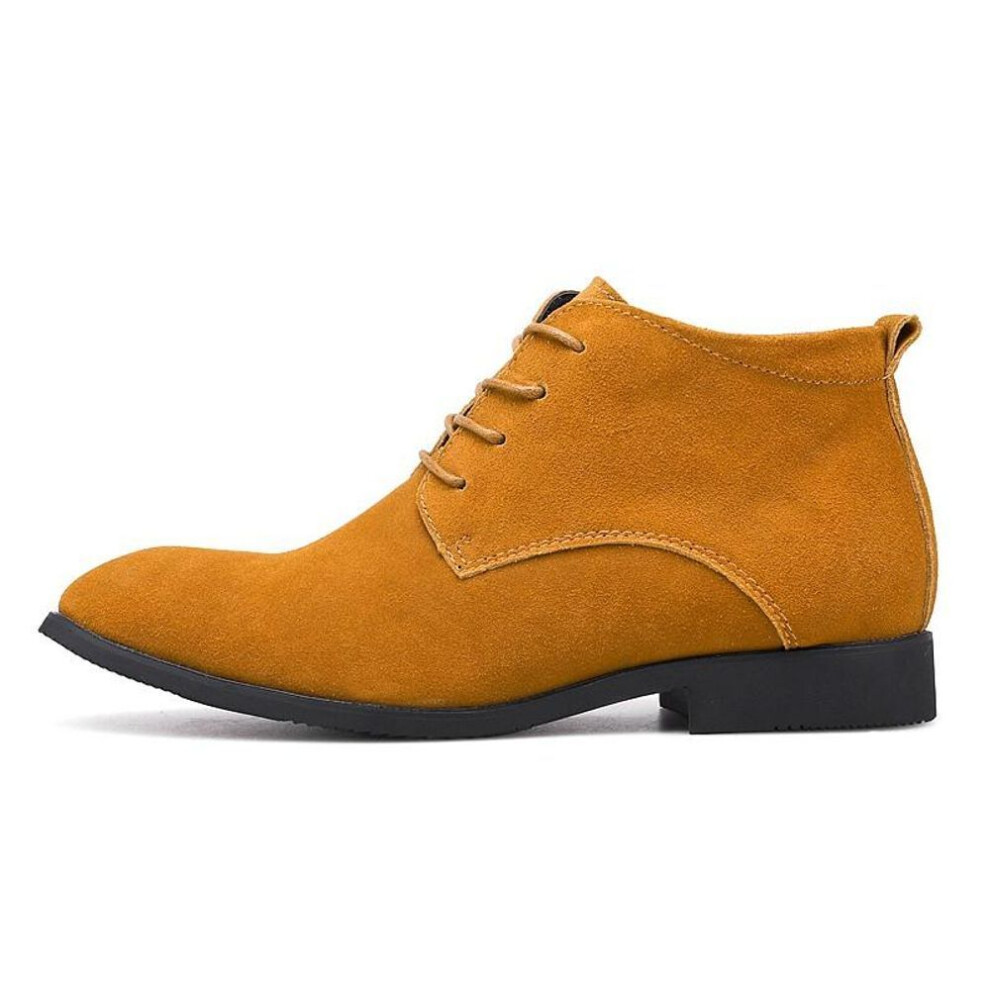 (yellow, 47) Genuine Leather Men Chelsea Boots Retro Suede Leather Ankle Boots For Men Autumn Winter Shoes
