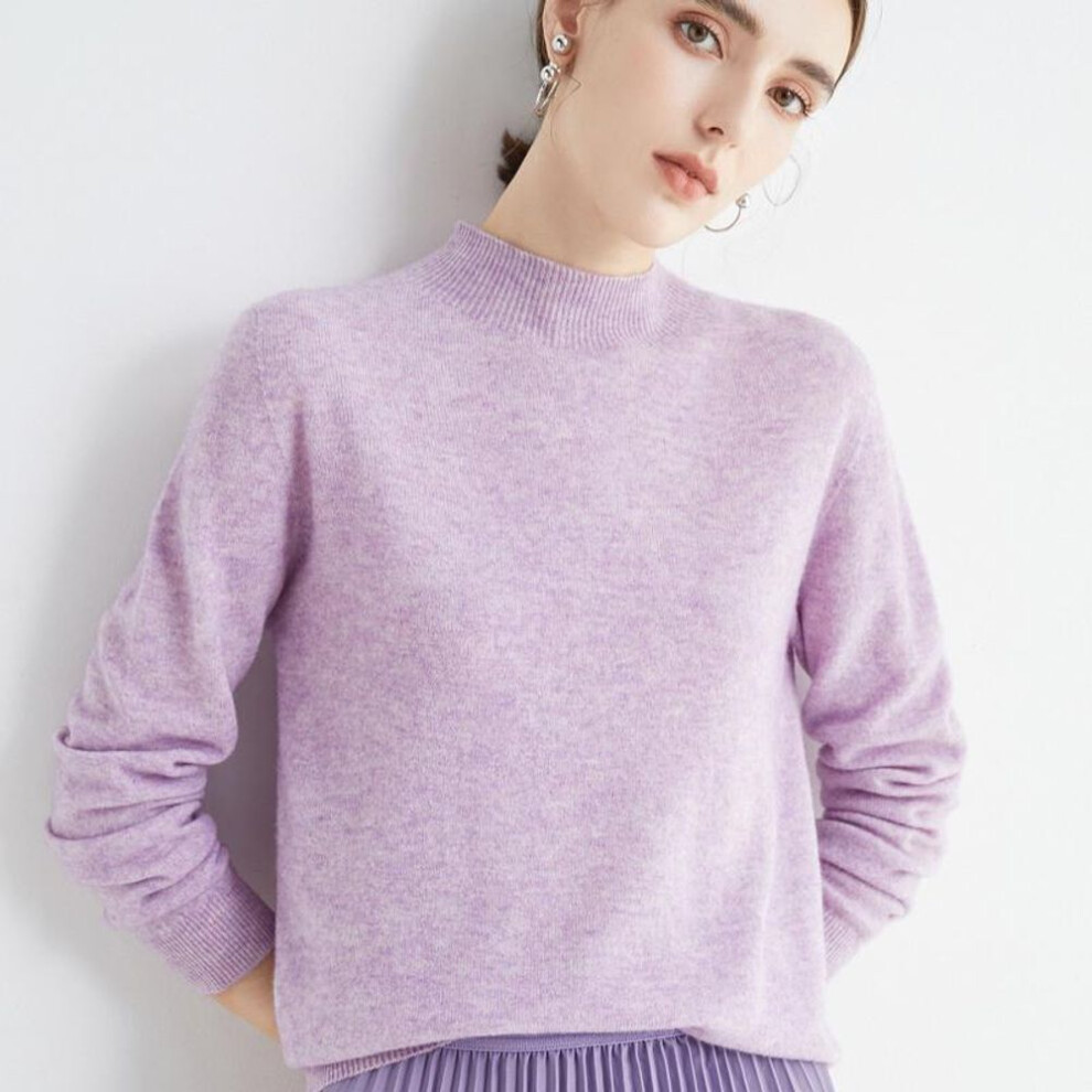 (light purple, XL) Women Sweater 100% Wool MODERN NEW SAGA Turtleneck Knit Pullover Winter Jumpers Female Knit Tops Long Sleeve