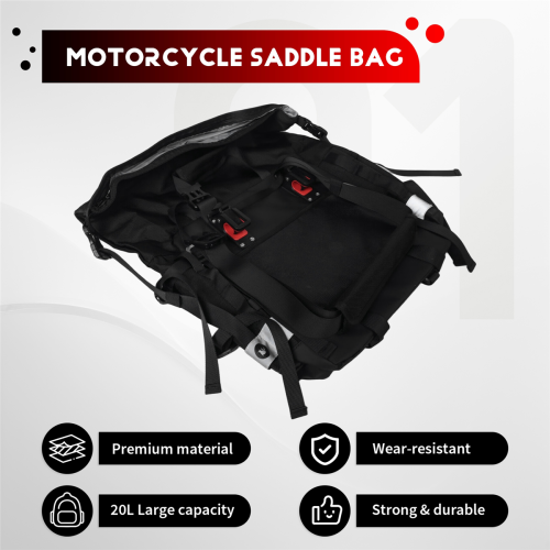 Τσάντα Μοτοσικλέτας Rhinowalk 20L Universal Πλαϊνή Τσάντα Σέλας Μαύρη 2