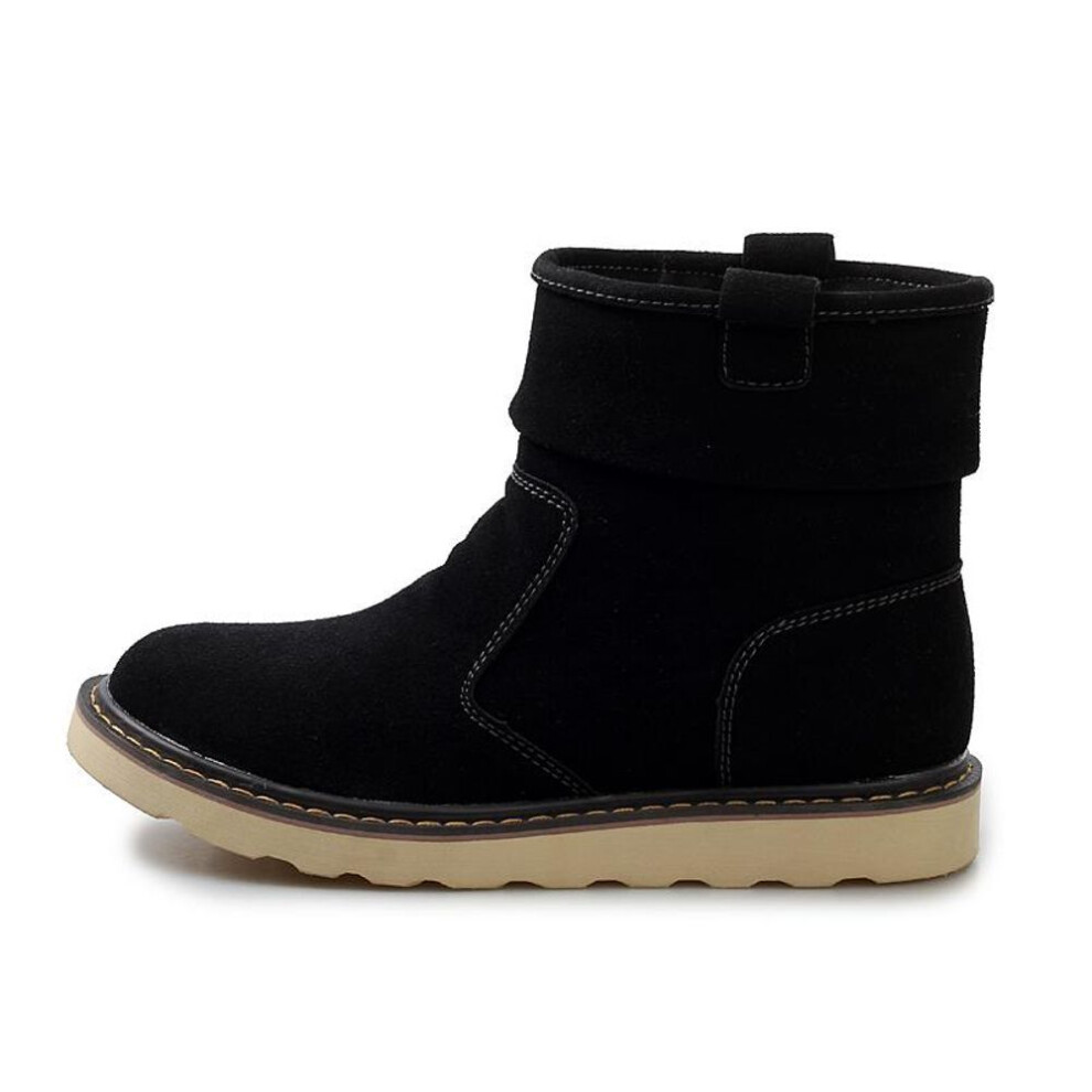 (black, 40) Handmade Leather Comfy Soft Sock Ankle Boots For Men Snow Boots