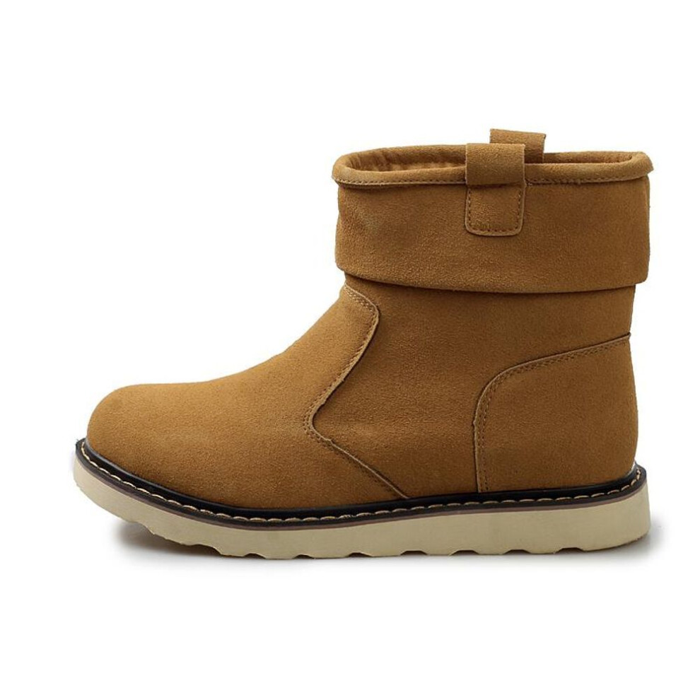 (golden, 41) Handmade Leather Comfy Soft Sock Ankle Boots For Men Snow Boots