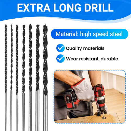 7Pcs Extra Long Wood Drill Bit Set 300mm Drill Bits Extra Long Drill 2