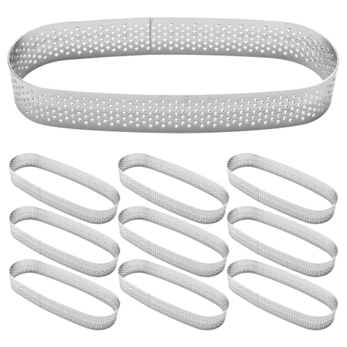 10 Pack Oval Tart Ring,Perforated Baking Ring,Pastry Ring 1
