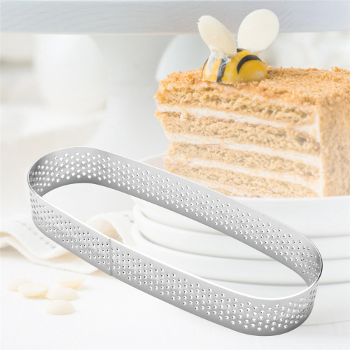 10 Pack Oval Tart Ring,Perforated Baking Ring,Pastry Ring
