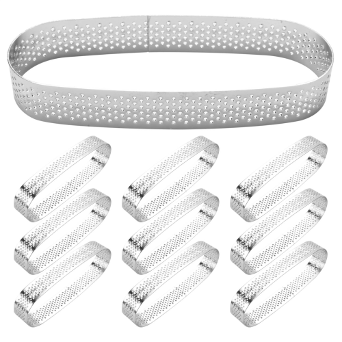 10 Pack Oval Tart Ring,Perforated Baking Ring,Pastry Ring 2