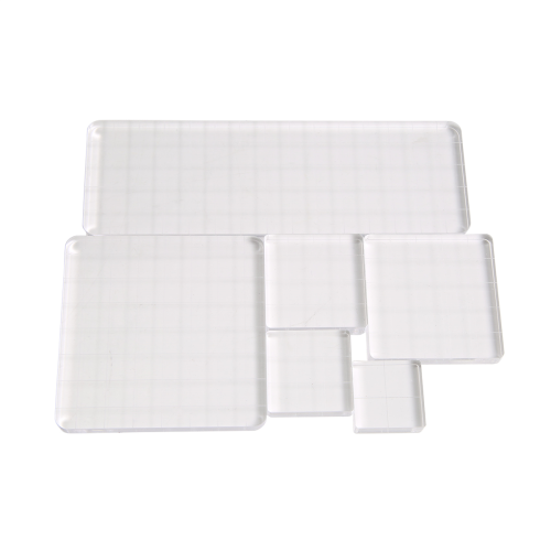 6Pcs Stamp Blocks Acrylic Clear Stamping Blocks Tools with Grid Lines