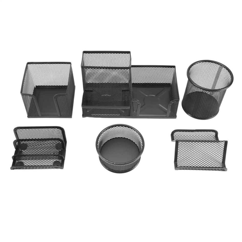 6PCS/Set Desk Organization Pen Holder Storage Black Metal Mesh-image-OPC-PHHHGSJ-NEW