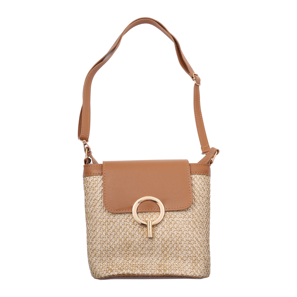 Piccole Borse A Secchiello In Paglia Per Donna, Borse A Tracolla Estive Lady Brown