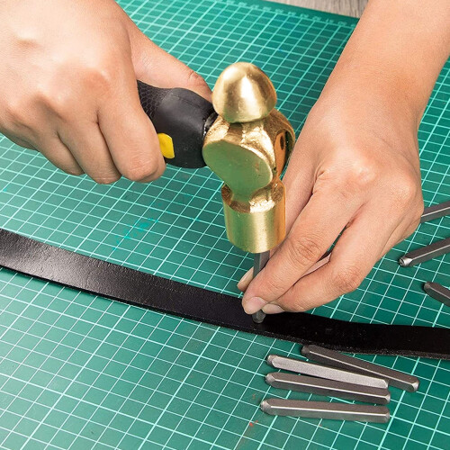 1 Pfund Messing-Metall-Stanzhammer, doppelseitige Schlägelköpfe, Messinghammer 2