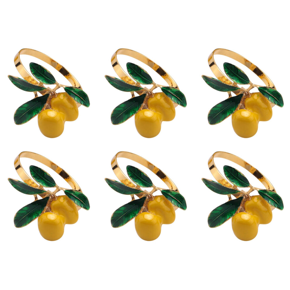 6 Stuks Citroen Servetring Servetring Tafeldecoratie Goud-image