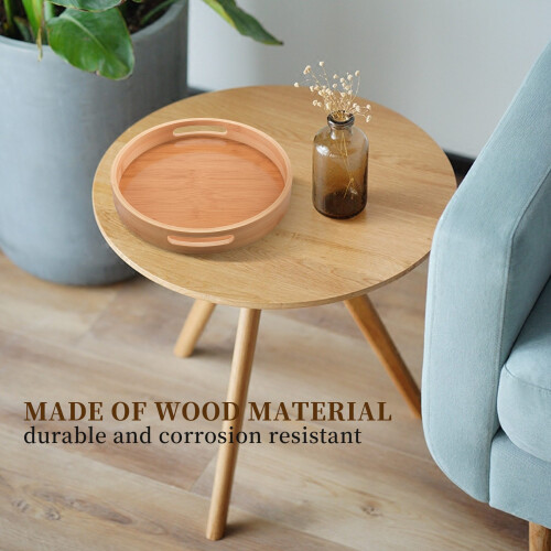 Round Serving Bamboo Wooden Tray Handle Storage Tray #1 1