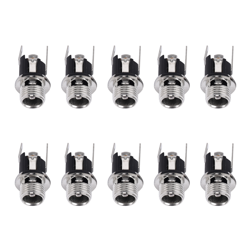 10Pcs Dc Power Supply Jack Female Panel Mount Connector 5.5X2.1mm New 4853476854686