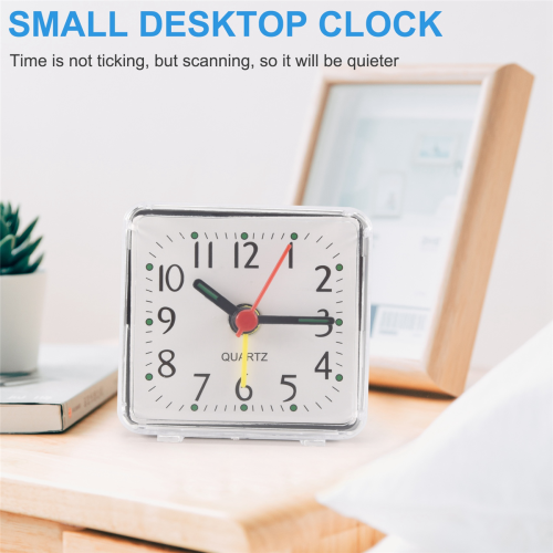 1PCS Portable Cute Mini Cartoon Multi-function Table Clocks（white） 2
