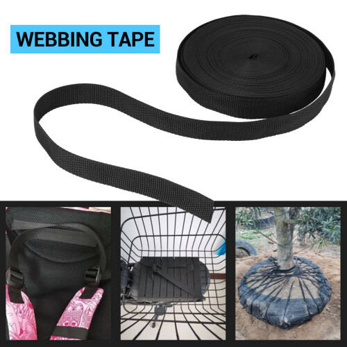 25mmx20m Roll Nylon Tape Strap For Webbing Bag Strapping Belt- Black 2