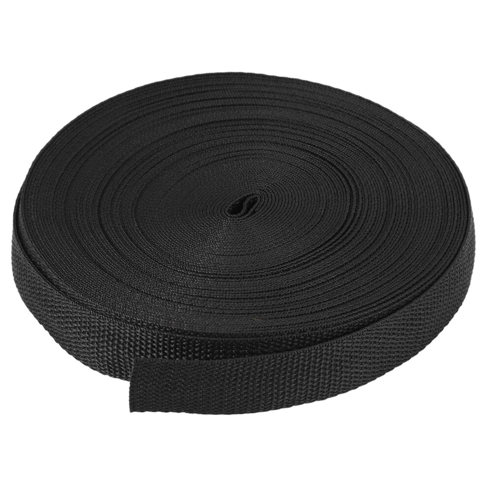 25 mm x 20 m rol nylon tape voor tassenriemen - zwart