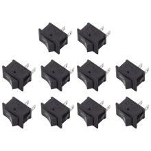 10 interruptores basculantes SPST mini negros de 2 pines, CA 125 V, 10 A, 250 V, 6 A