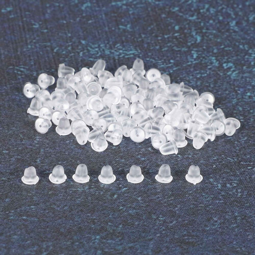 100pcs Translucent Rubber Earring Stopper Backs White 2