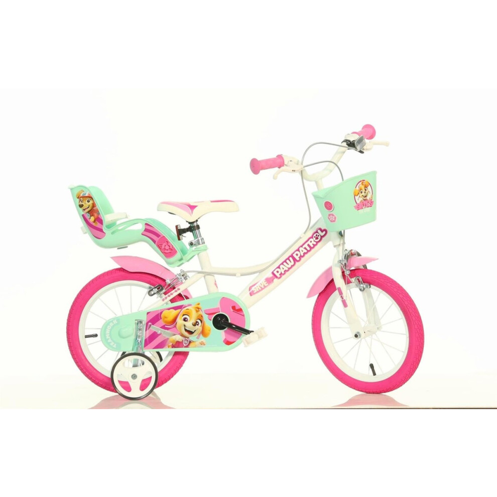 Dino Paw Patrol 12in Girls Bike - White/Pink-image-OPC-PHHHTMD-NEW