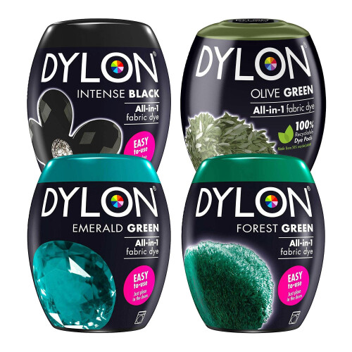 Dylon Dylon Fabric Dye Pod Multipack – Intense Black & Green Shades