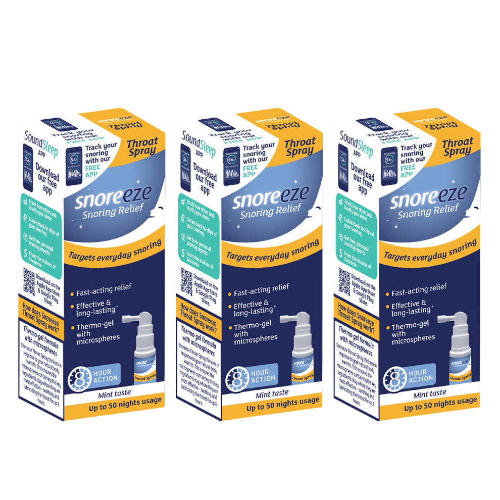 Snoreeze Anti-Snoring Throat Spray - Effective Snoring Aids For Men & Women - Fast Acting Lubricating Thermo Gel - Snore Stopper To Use With Mobile A