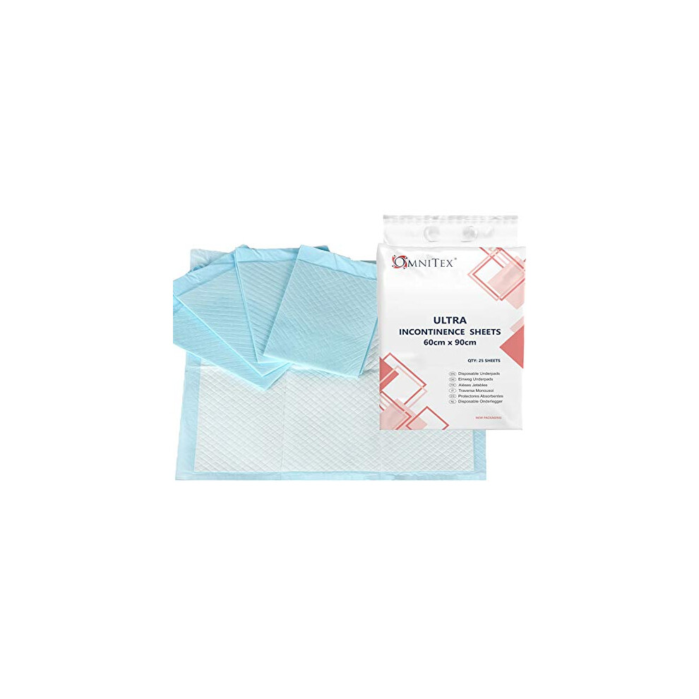Omnitex 60 X 90Cm Incontinence Bed Pads - 1400Ml - 2000Ml Disposable Absorbing Sheets (100X Pads - Ultra (2000Ml))