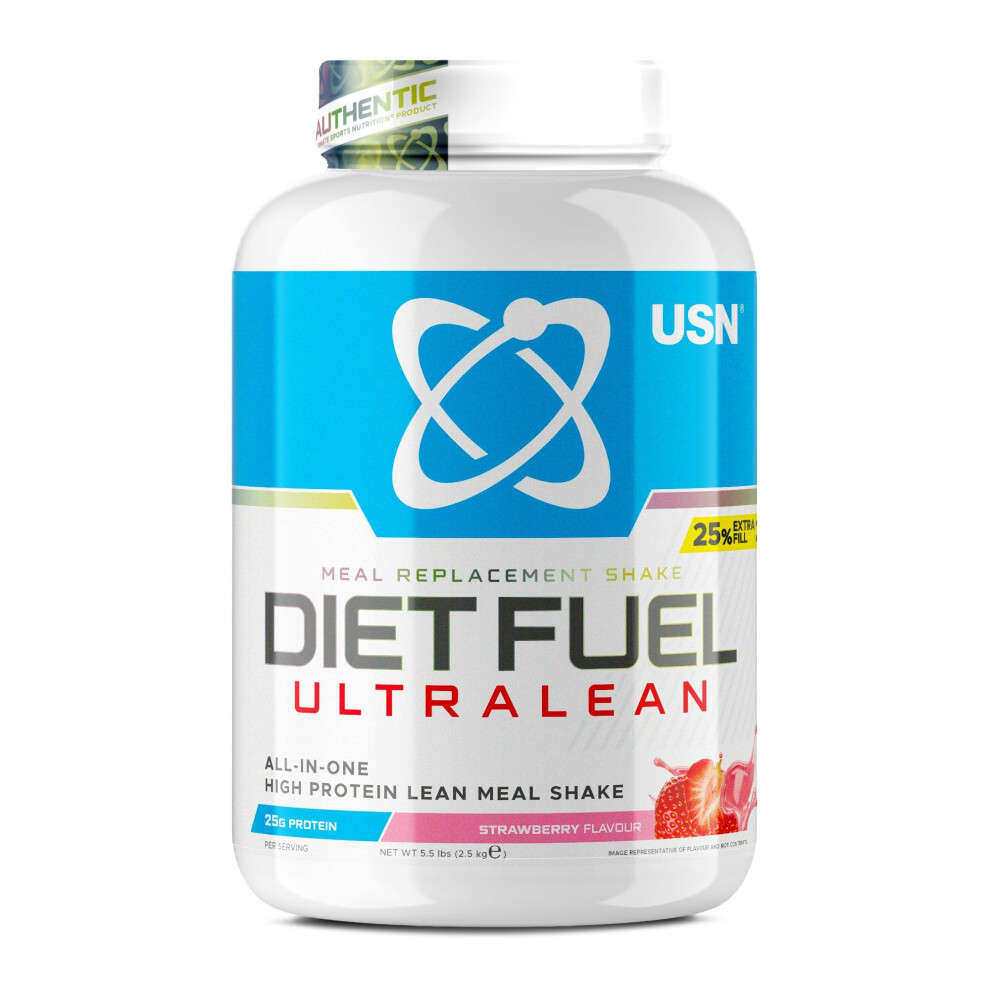 Usn Diet Fuel Ultralean Meal Replacement Shake Powder, Strawberry Flavour - 2.5Kg, High Protein Shake Powdered Drink Mix, Low Calorie Diet & Weight C