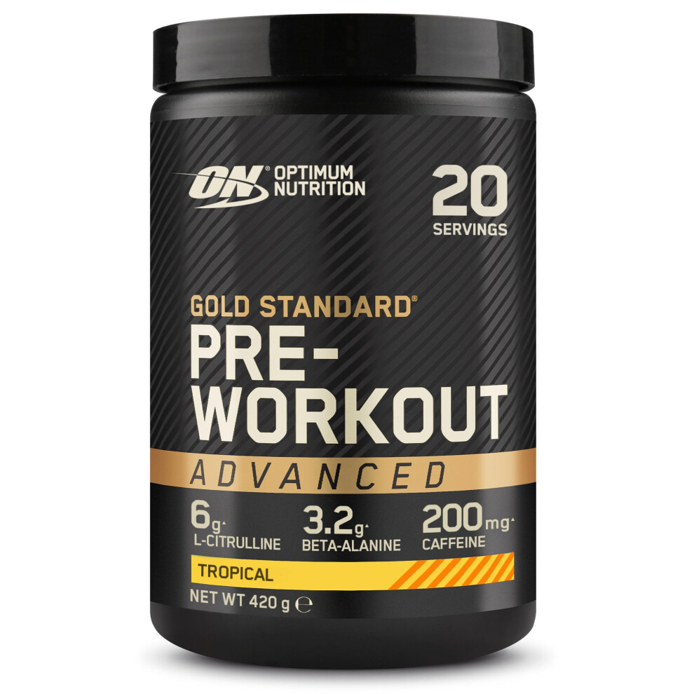 Optimum Nutrition ON Gold Standard Pre-Workout Advanced with l-Citrulline, Beta-Alanine and Caffeine, Tropical, 20 Servings, 420 g