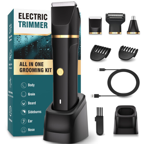 Manscape Body Trimmer Men 3 in 1, Pubic & Ball TrimmerMan IPX7 Waterproof, Rechargeable Body Shavers for Men with 2 Combs, Painless Nose Hairs Trimme