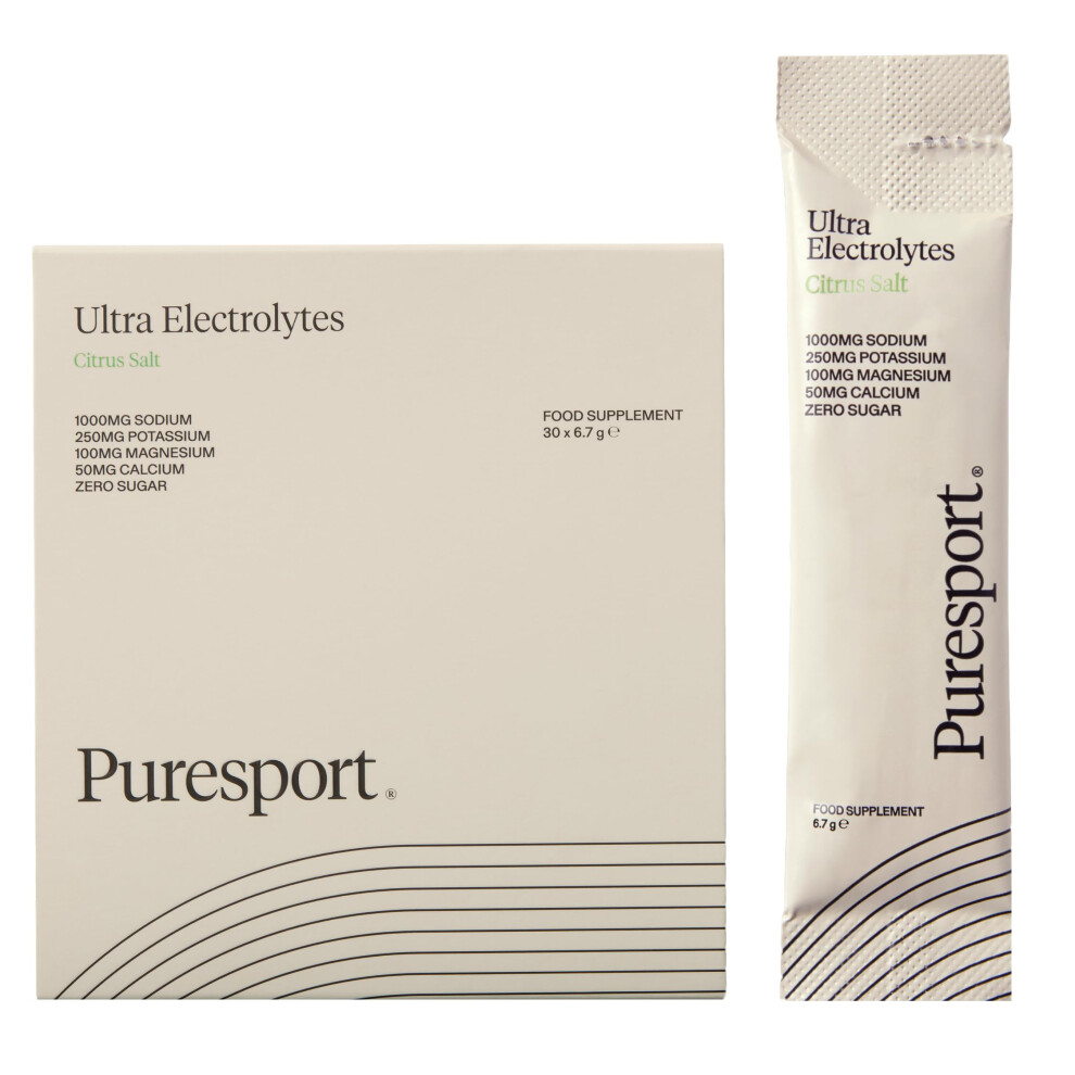Puresport Ultra Electrolytes (Citrus Salt/30 Sachets) | Science-Backed Electrolytes Powder | Optimises Hydration | Supports Muscle Function | No Adde