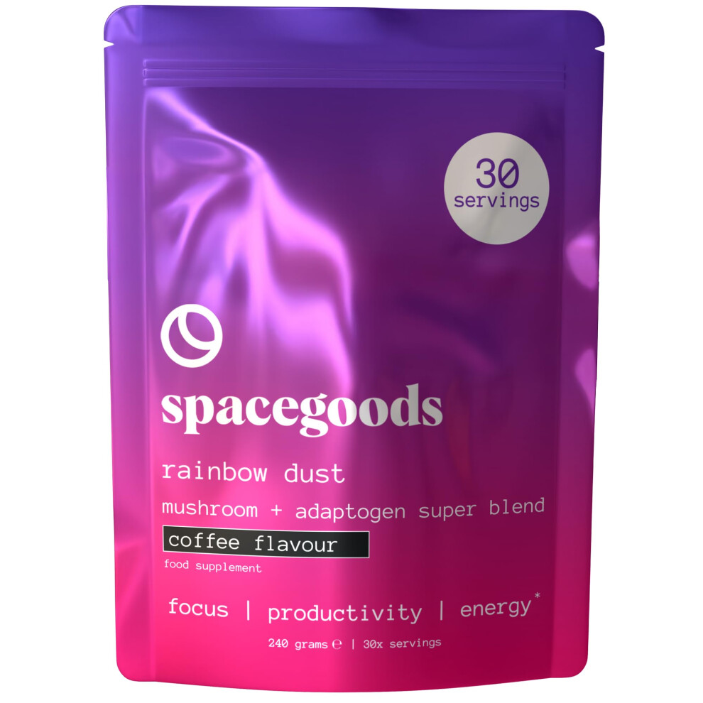 Space Goods Spacegoods Rainbow Dust 240G | 30 Servings | Flavoured Mushroom Coffee | 120Mg Of Natural Caffeine | Lions Mane, Chaga, Ashwagandha & Vitamin B5| Sha