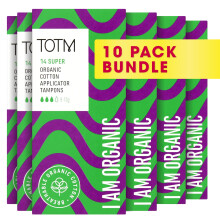 TOTM Organic Cotton Tampons with Biodegradable Cardboard Applicator | Super Absorbency 140 Pack | Made from Cotton | Soft & Sustainable Natural Tampo