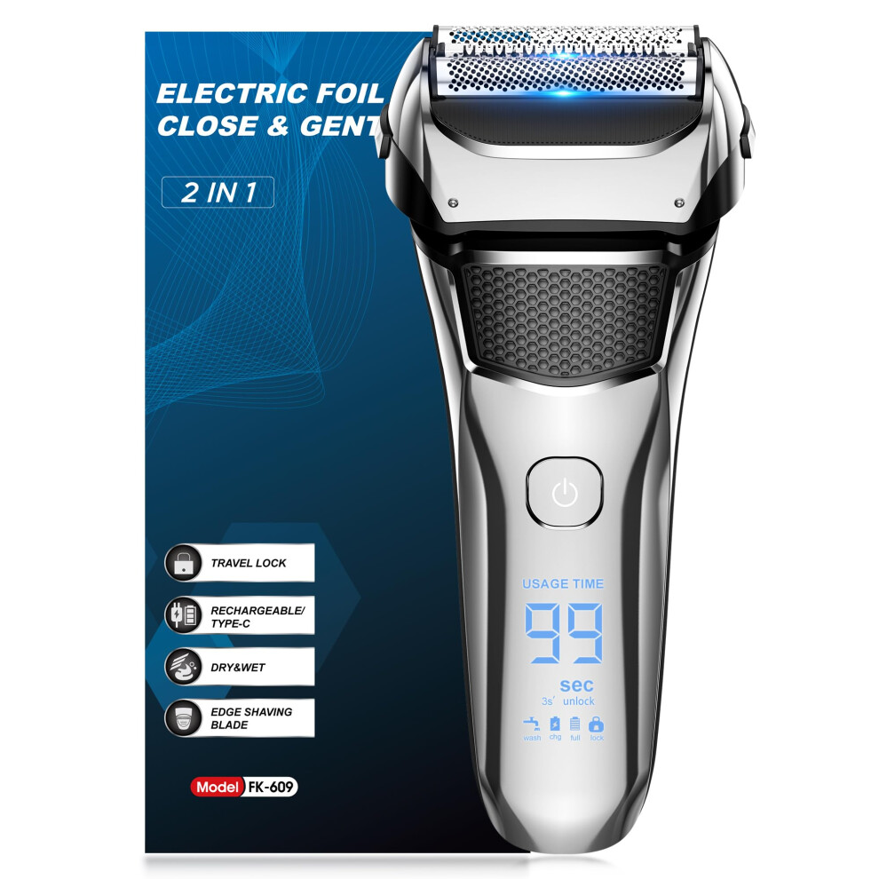 Btqctm Shavers For Men,Foil Shaver With Floating Blade,100% Waterproof Electric Razor For Men,Precision Beard Trimmer, Rechargeable Electric Shaver 100-Min