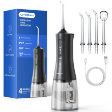 Operan Water Flossers for Teeth Cordless, 300ML Oral Irrigator Rechargeable Electric Flosser with 4 Modes 4 Jet Tips IPX7 Waterproof Dental Water Flo